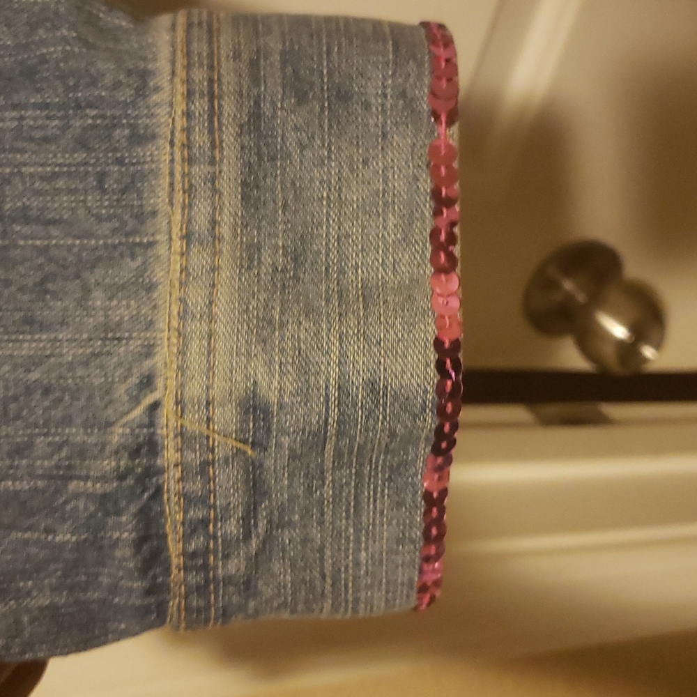 Old Navy Bedazzled Patchwork Denim Jacket Size Xxl - image 7